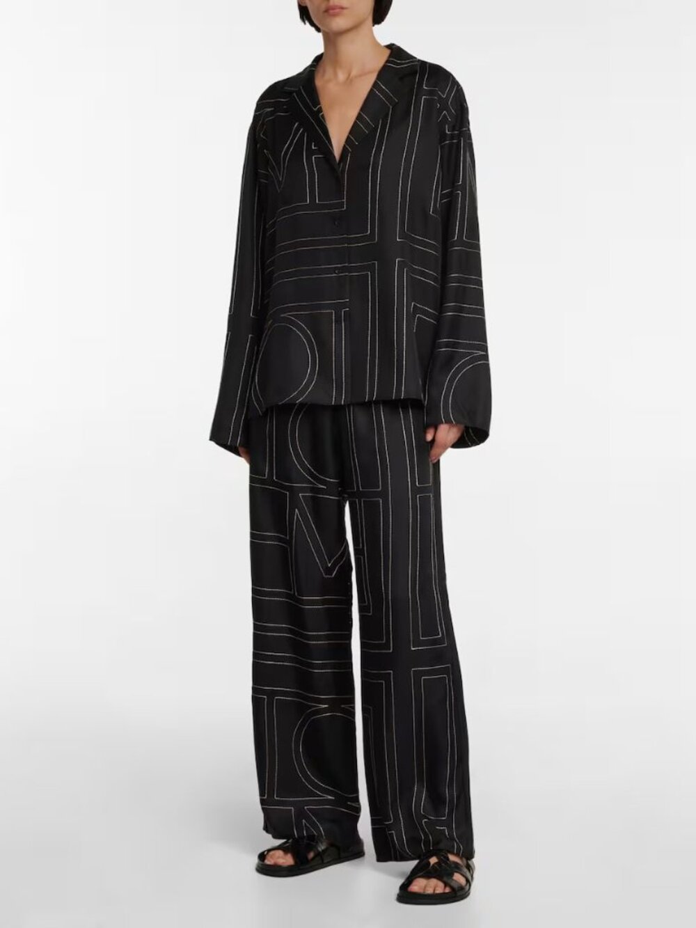 Toteme NWOT Monogram Silk Pants Black 36